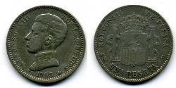 1 Peseta Kingdom of Spain (1874 - 1931) Argent Alfonso XIII of Spain (1886 - 1941)