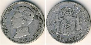 1 Peseta Kingdom of Spain (1874 - 1931) Argent 