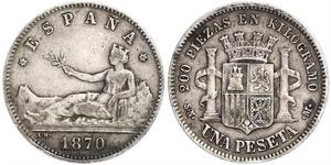 1 Peseta Première République espagnole (1873 - 1874) Argent 