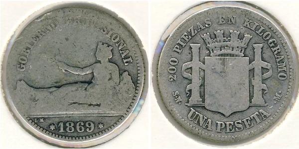 1 Peseta Première République espagnole (1873 - 1874) Argent 