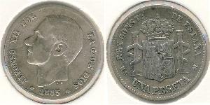 1 Peseta Kingdom of Spain (1874 - 1931) Argento 