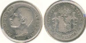 1 Peseta Kingdom of Spain (1874 - 1931) Argento 