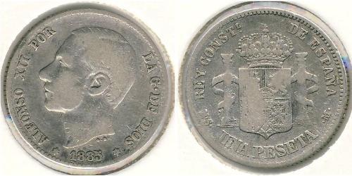 1 Peseta Kingdom of Spain (1874 - 1931) Argento 