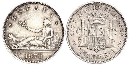 1 Peseta Prima repubblica spagnola (1873 - 1874) Argento 