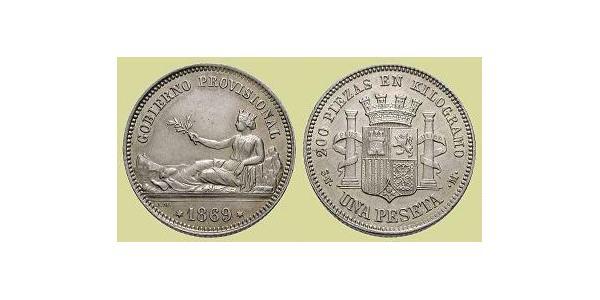 1 Peseta Prima repubblica spagnola (1873 - 1874) Argento 