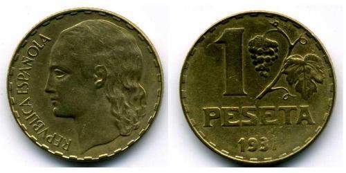 1 Peseta Second Spanish Republic (1931 - 1939) Brass 