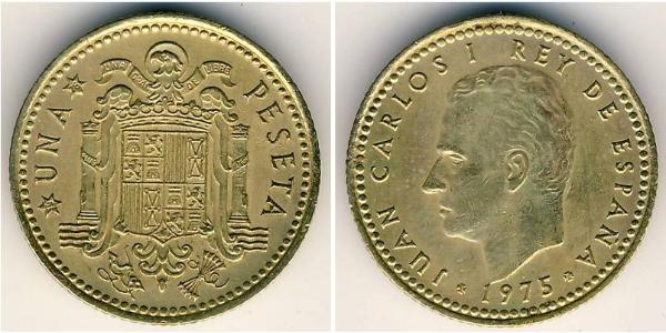 1 Peseta Francoist Spain (1936 - 1975) Bronze/Aluminium Juan Carlos I of Spain (1938 - )