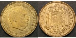 1 Peseta Francoist Spain (1936 - 1975) Kupfer 