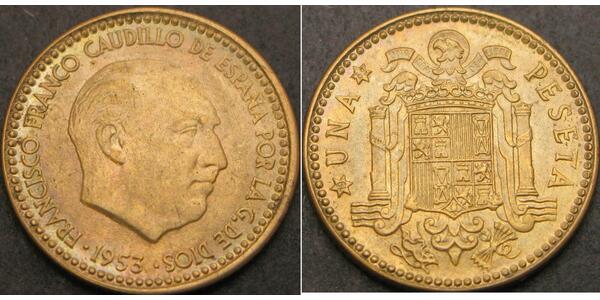 1 Peseta Francoist Spain (1936 - 1975) Kupfer 