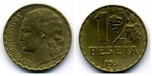 1 Peseta Segunda República Española (1931 - 1939) Latón 