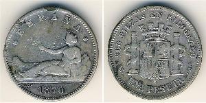 1 Peseta Erste Spanische Republik (1873 - 1874) Silber 