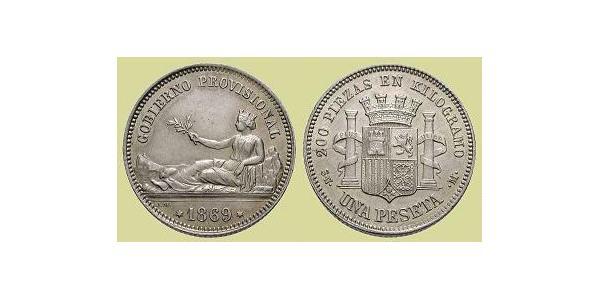 1 Peseta Erste Spanische Republik (1873 - 1874) Silber 