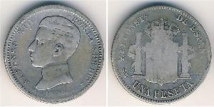 1 Peseta Kingdom of Spain (1874 - 1931) Silber 