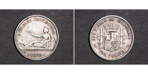 1 Peseta First Spanish Republic (1873 - 1874) Silver 