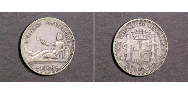 1 Peseta First Spanish Republic (1873 - 1874) Silver 