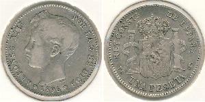 1 Peseta Kingdom of Spain (1874 - 1931) Silver 