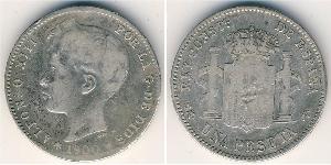 1 Peseta Kingdom of Spain (1874 - 1931) Silver 