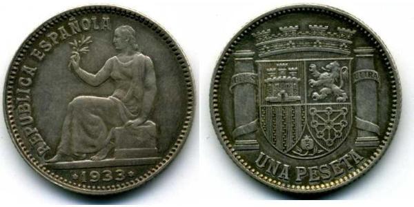 1 Peseta Second Spanish Republic (1931 - 1939) Silver 