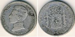 1 Peseta Kingdom of Spain (1874 - 1931) 銀 