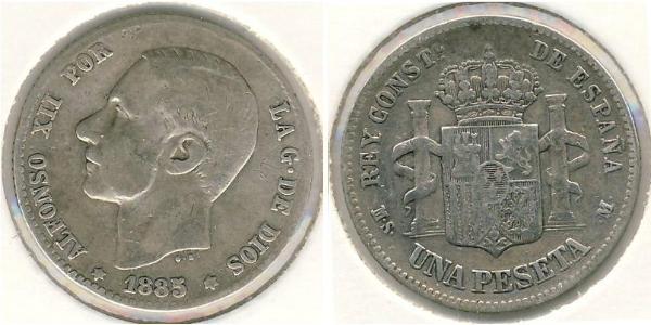 1 Peseta Kingdom of Spain (1874 - 1931) 銀 