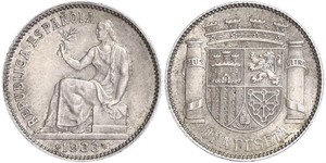 1 Peseta 西班牙第二共和国 (1931 - 1939) 銀 