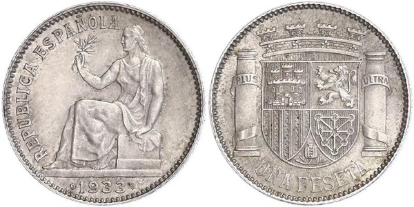 1 Peseta 西班牙第二共和国 (1931 - 1939) 銀 