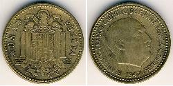1 Peseta 佛朗哥时期 (1936 - 1975) 青铜/铝 弗朗西斯科·佛朗哥 (1892 – 1975)