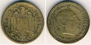 1 Peseta 佛朗哥时期 (1936 - 1975) 青铜/铝 弗朗西斯科·佛朗哥 (1892 – 1975)