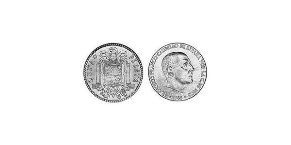 1 Peseta 佛朗哥时期 (1936 - 1975) 青铜/铝 弗朗西斯科·佛朗哥 (1892 – 1975)