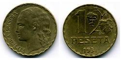 1 Peseta 西班牙第二共和国 (1931 - 1939) 黃銅 