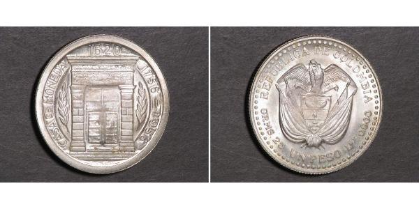 1 Peso Colombie Argent 