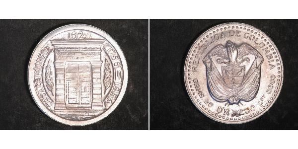 1 Peso Colombie Argent 