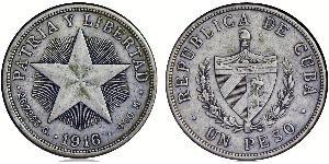 1 Peso Cuba Argent 