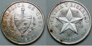 1 Peso Cuba Argent 