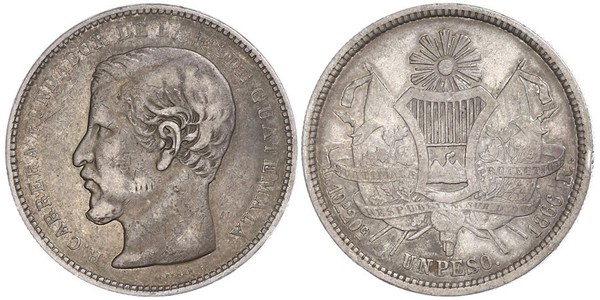 1 Peso Guatemala Argent 