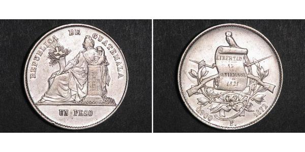 1 Peso Guatemala (1838 - ) Argent 