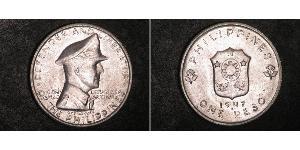 1 Peso Philippines Argent Douglas MacArthur (1880 - 1964) 