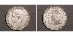 1 Peso Philippines Argent Alfonso XIII of Spain (1886 - 1941)
