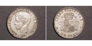 1 Peso Philippines Argent Alfonso XIII of Spain (1886 - 1941)