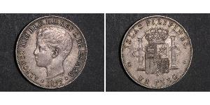 1 Peso Philippines Argent Alfonso XIII of Spain (1886 - 1941)