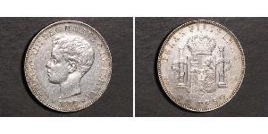 1 Peso Philippines Argent Alfonso XIII of Spain (1886 - 1941)