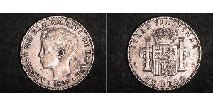 1 Peso Philippines Argent Alfonso XIII of Spain (1886 - 1941)