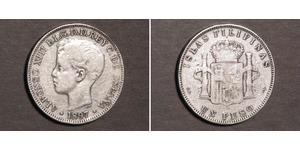 1 Peso Philippines Argent Alfonso XIII of Spain (1886 - 1941)