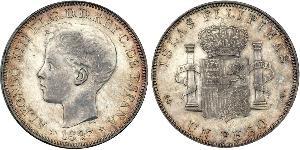 1 Peso Philippines Argent Alfonso XIII of Spain (1886 - 1941)