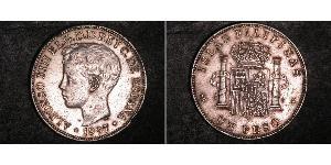 1 Peso Philippines Argent Alfonso XIII of Spain (1886 - 1941)