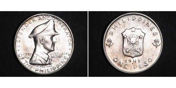 1 Peso Philippines Argent Douglas MacArthur (1880 - 1964) 
