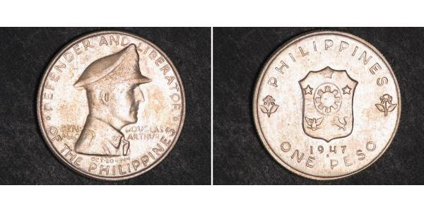 1 Peso Philippines Argent Douglas MacArthur (1880 - 1964) 