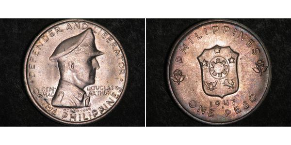 1 Peso Philippines Argent Douglas MacArthur (1880 - 1964) 