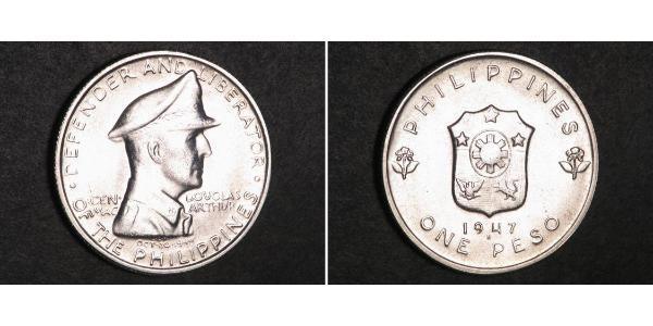1 Peso Philippines Argent Douglas MacArthur (1880 - 1964) 