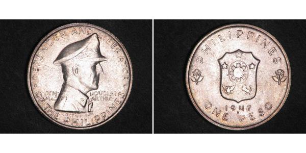 1 Peso Philippines Argent Douglas MacArthur (1880 - 1964) 